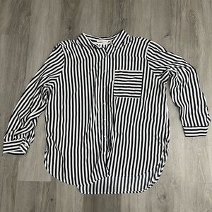 Women Striped Button Down Collar Top / Shirt Plus Size 1X